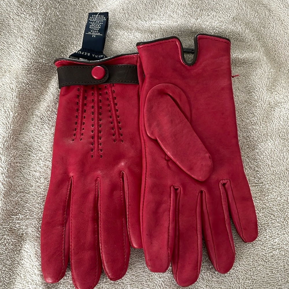 Banana Republic Red Leather Gloves